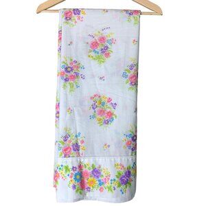 Vintage Floral Full Flat Sheet Perma Prest Fine Muslin 84x96 Multicolor